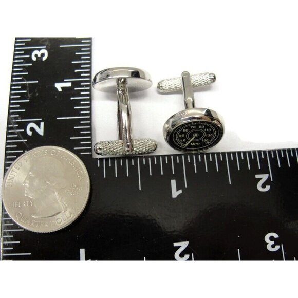 Cuff-Daddy Cufflinks Speedometer Fuel Gauge Silver Tone In Original Box - Picture 16 of 16